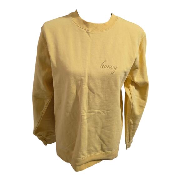 Brandy Melville Honey Embroidered Crewneck Sweatshirt Casual Comfy Pullover - Picture 2 of 8